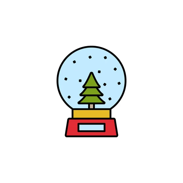 Szklana Miska Boże Narodzenie Drzewo Ikona Linii Śniegu Elementy Nowego — Wektor stockowy