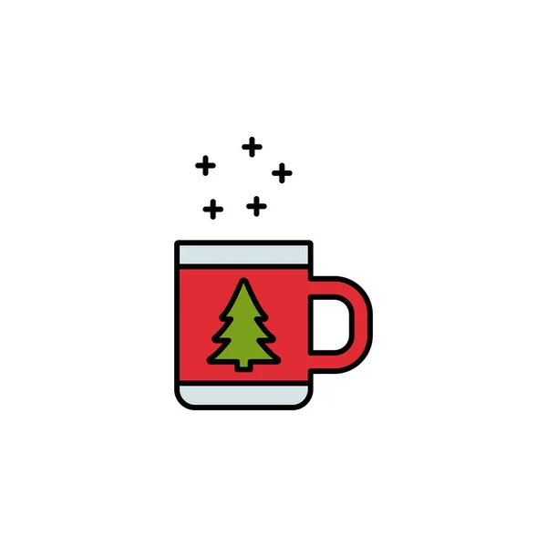 Κύπελλο Χριστούγεννα Εικονίδιο Δέντρο Γραμμή Στοιχεία Της Πρωτοχρονιάς Χριστουγεννιάτικη Απεικόνιση — Διανυσματικό Αρχείο