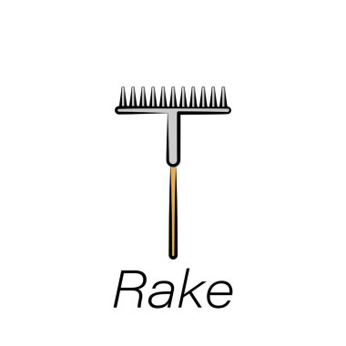 Tırmık el çizimi simgesi. Çiftçilik ikonları elementi. İşaretler ve semboller beyaz arkaplanda ağ, logo, mobil uygulama, UI, UX için kullanılabilir