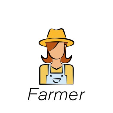 Çiftçi el çizimi ikonu. Çiftçilik ikonları elementi. İşaretler ve semboller beyaz arkaplanda ağ, logo, mobil uygulama, UI, UX için kullanılabilir