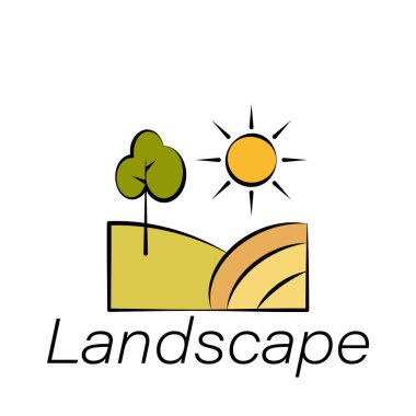 peyzaj el çizimi simgesi. Çiftçilik ikonları elementi. İşaretler ve semboller beyaz arkaplanda ağ, logo, mobil uygulama, UI, UX için kullanılabilir