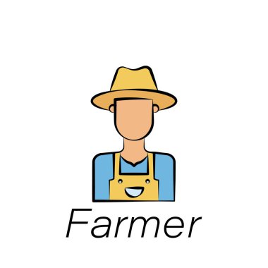 Çiftçi el çizimi ikonu. Çiftçilik ikonları elementi. İşaretler ve semboller beyaz arkaplanda ağ, logo, mobil uygulama, UI, UX için kullanılabilir