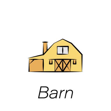 Ahır el çizimi ikonu. Çiftçilik ikonları elementi. İşaretler ve semboller beyaz arkaplanda ağ, logo, mobil uygulama, UI, UX için kullanılabilir