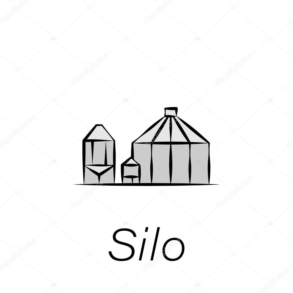 silo hand draw icon. Element of farming illustration icons. Signs and symbols can be used for web, logo, mobile app, UI, UX on white background