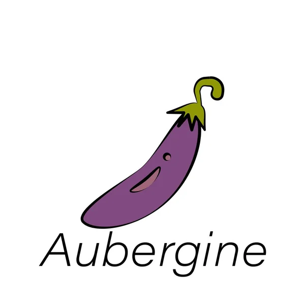 Aubergine Hand Draw Icon Element Der Landwirtschaftlichen Illustrationssymbole Zeichen Und — Stockvektor