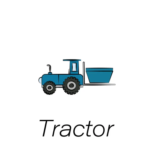 牵引机手绘图标 农耕图例图标的元素 符号和符号可用于白色背景的Web Logo Mobile App — 图库矢量图片
