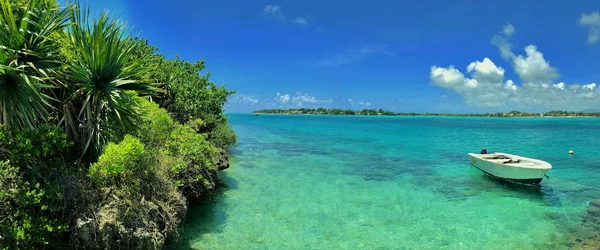 Ile aux aigrettes yanındaki mauritius üzerinde tekne