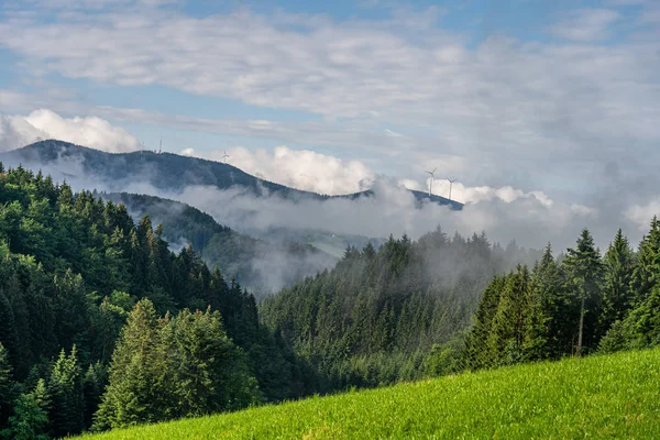 Landschaft mit Wald in den Wolken im Schwarzwald, Deutschland — Stockfoto