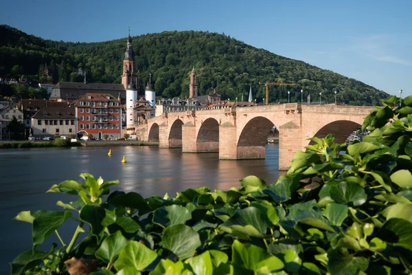 Karl Theodor (stary) most Crossing Neckar River, Niemcy — Zdjęcie stockowe