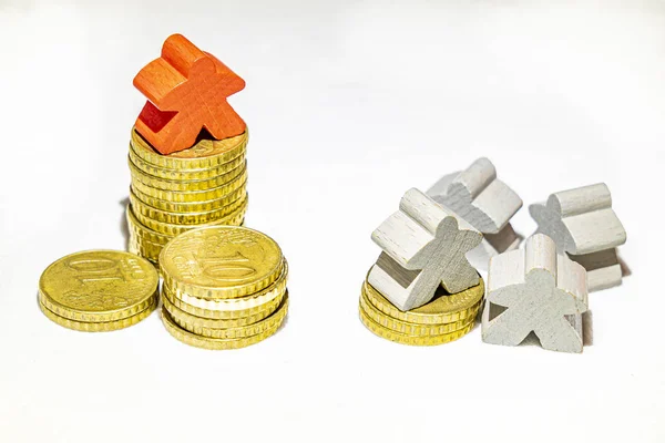 The power of money in economy illustrated with piles of euro cen — Stock Photo, Image