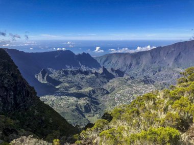 cirque de cilaos at sunset view from piton des neiges clipart