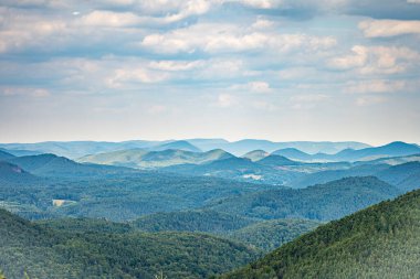 Pfaelzer wald ağaç tepelerinin güzel manzarası, rheinland-pfalz, Almanya