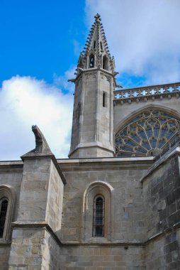 Fransa 'daki Carcassonne Kalesi ve Şatosu' nun eski ortaçağ şehri Aude Departmanı manzarası