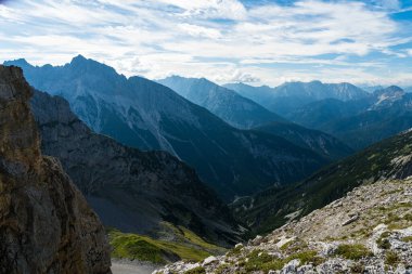 Karwendel Dağları, Bavyera, Almanya 'dan dağ manzarası