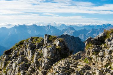 Karwendel Dağları, Bavyera, Almanya 'dan dağ manzarası