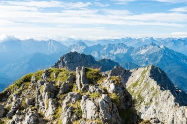 Karwendel Dağları, Bavyera, Almanya 'dan dağ manzarası