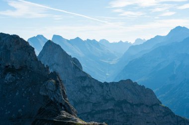 Karwendel Dağları, Bavyera, Almanya 'dan dağ manzarası