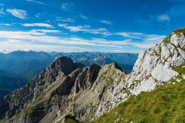 Karwendel Dağları, Bavyera, Almanya 'dan dağ manzarası