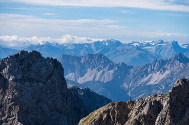 Karwendel Dağları, Bavyera, Almanya 'dan dağ manzarası