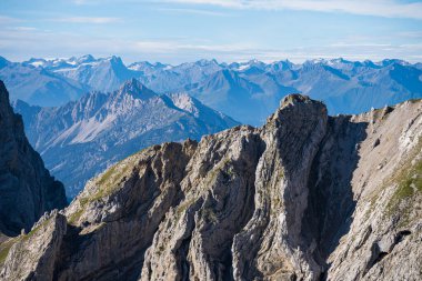 Karwendel Dağları, Bavyera, Almanya 'dan dağ manzarası