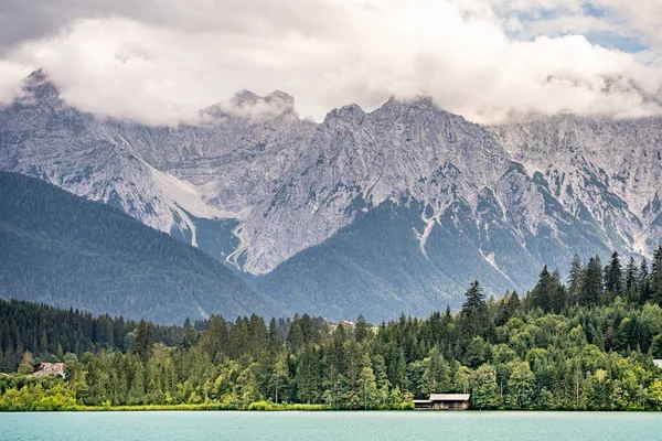 Bergpanorama Des Karwendelgebirges Mit Wolken Bayern — Stockfoto