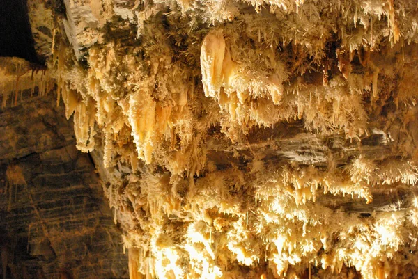 Stalactites Stalagmites Cave Grandes Canalettes France Pyrenees Orientales Villefranche Conflent — Stock Photo, Image
