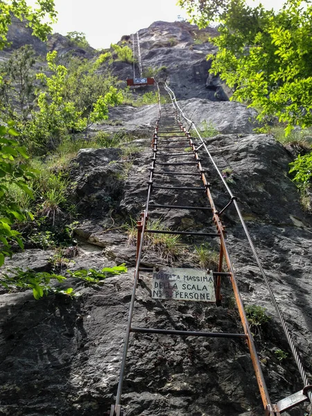 Lezení Přes Ferrata Cima Oro Jezera Garda Město Arco Severní — Stock fotografie