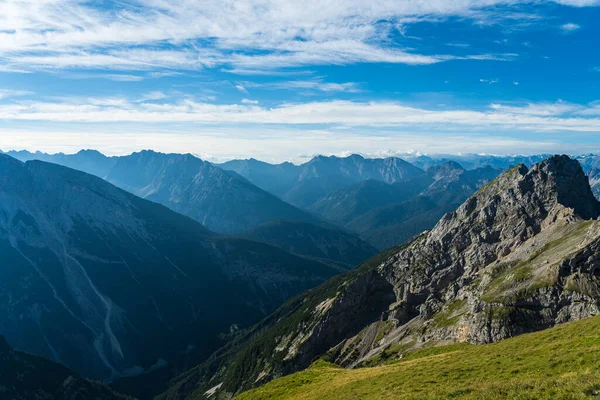 Vue Panoramique Sur Montagne Depuis Les Montagnes Karwendel Bavière Allemagne — Photo