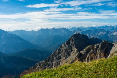 Karwendel Dağları, Bavyera, Almanya 'dan dağ manzarası