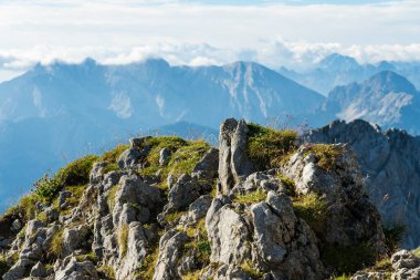 Karwendel Dağları, Bavyera, Almanya 'dan dağ manzarası