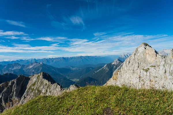 mountain panorama view from the karwendel mountains, bavaria, germany