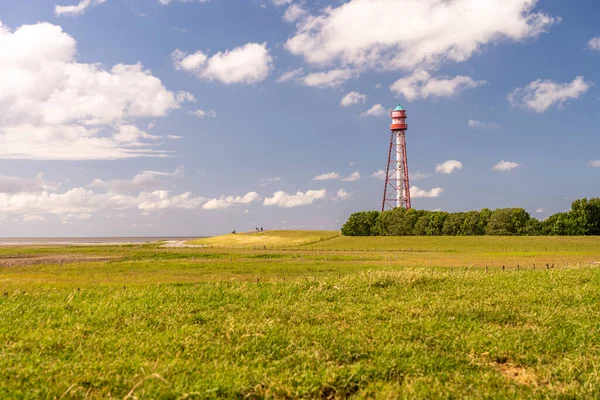 Blick Auf Den Leuchtturm Von Campen Bei Emden Nordsee Deutschland — Stockfoto