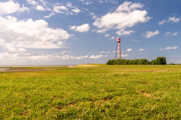 Blick Auf Den Leuchtturm Von Campen Bei Emden Nordsee Deutschland — Stockfoto