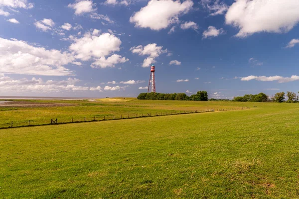 Blick Auf Den Leuchtturm Von Campen Bei Emden Nordsee Deutschland — Stockfoto