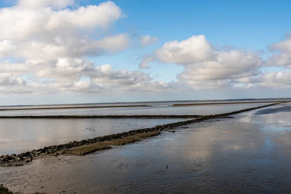 Vista Sobre Mar Wadden Mar Norte Maré Baixa Perto Emden — Fotografia de Stock