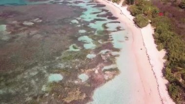 Bois Jolan Plajı, Lagün, Grande-Terre, Guadeloupe, Karayipler havadan görünümü