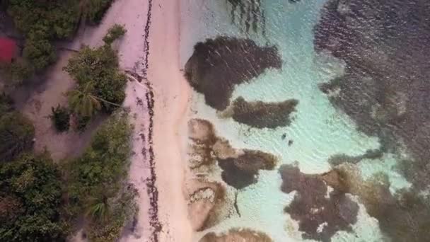 Letecký Pohled Pláž Bois Jolan Laguna Grande Terre Guadeloupe Karibik — Stock video