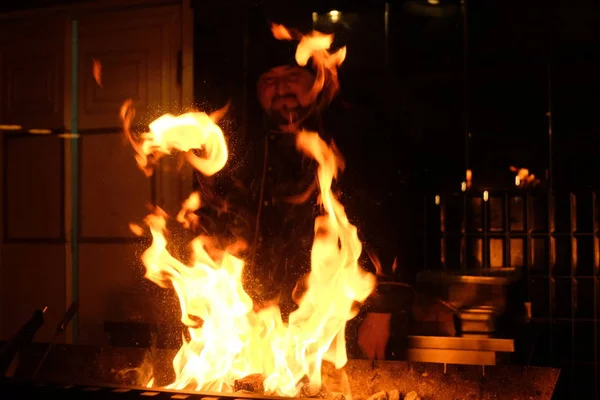 Spectacol Incendiu Bucătărie — Fotografie, imagine de stoc
