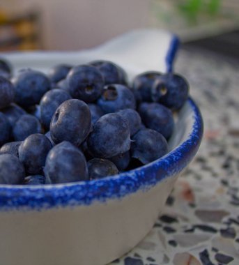 Beyaz bir tabak içinde yaban mersini