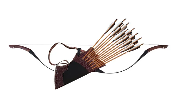 Traditionele Boogschieten Zwart Houten Leer Quiver Pijl Paard Bow Turks — Stockfoto