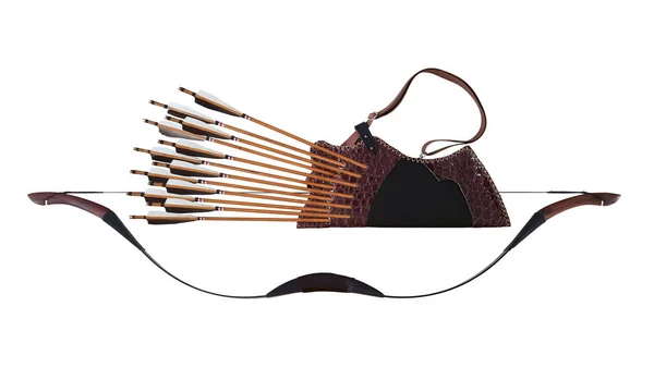 Traditionele Boogschieten Zwart Houten Leer Quiver Pijl Paard Bow Turks — Stockfoto