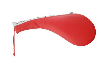 Kırmızı hedef için Tekvando dövüş sanatı tekme ve yumruk beyaz izole arka planda