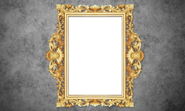 Gouden Kleur Antiek Vintage Klassieke Barok Stijlvolle Lege Schilderij Fotokader — Stockfoto