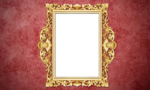 Zlatá Barva Starožitný Vintage Classic Barokní Stylový Prázdný Foto Obraz — Stock fotografie