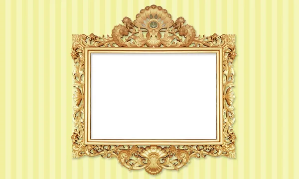 Gold Colour Antique Vintage Classic Baroque Stylish Empty Photo Painting — Stock Photo, Image