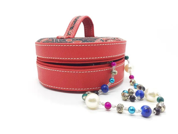 Vackra Eleganta Moderna Smycken Case Vit Isolerad Akgrund Bild — Stockfoto