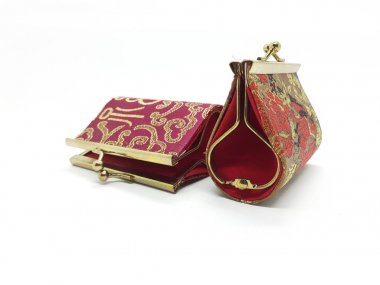 Beyaz izole arka plan kadın için Barok Desenli Klasik Retro Vintage Modern Renkli Cüzdan Cüzdan - Resim 