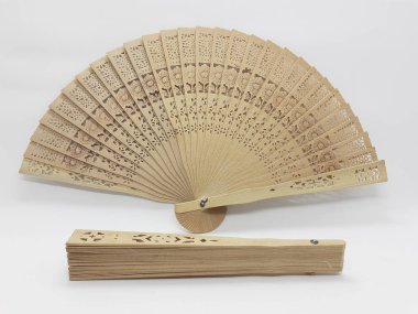 Wooden Bamboo Silk Folding Fan Chinese Japanese Vintage Retro Style Handmade Silk Floral Pattern Hand Fan with a Fabric Sleeve and Tassels for Home Decoration Party Wedding or Dancing Gift - Image 