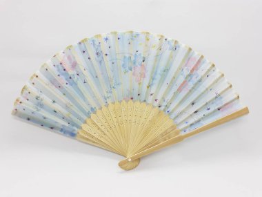 Wooden Bamboo Silk Folding Fan Chinese Japanese Vintage Retro Style Handmade Silk Floral Pattern Hand Fan with a Fabric Sleeve and Tassels for Home Decoration Party Wedding or Dancing Gift - Image 