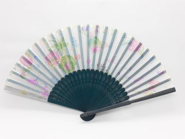 Wooden Bamboo Silk Folding Fan Chinese Japanese Vintage Retro Style Handmade Silk Floral Pattern Hand Fan with a Fabric Sleeve and Tassels for Home Decoration Party Wedding or Dancing Gift - Image 